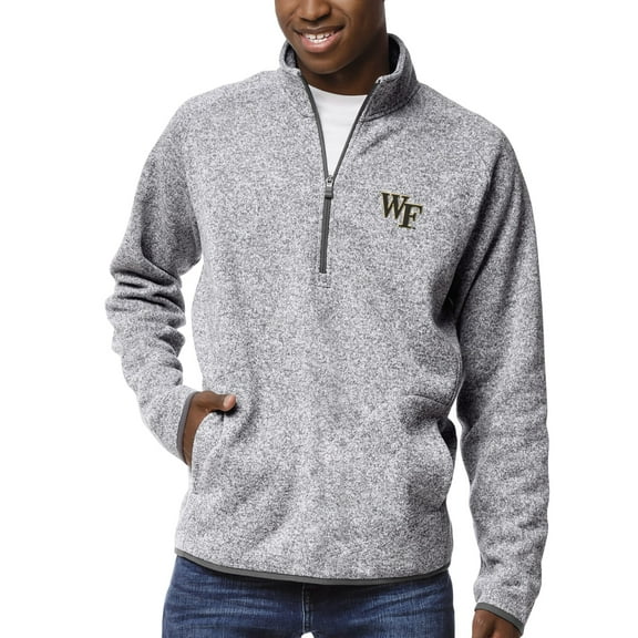 Men's League Collegiate Wear Heather Gray Wake Forest Demon Deacons Saranac Raglan Quarter-Zip Jacket