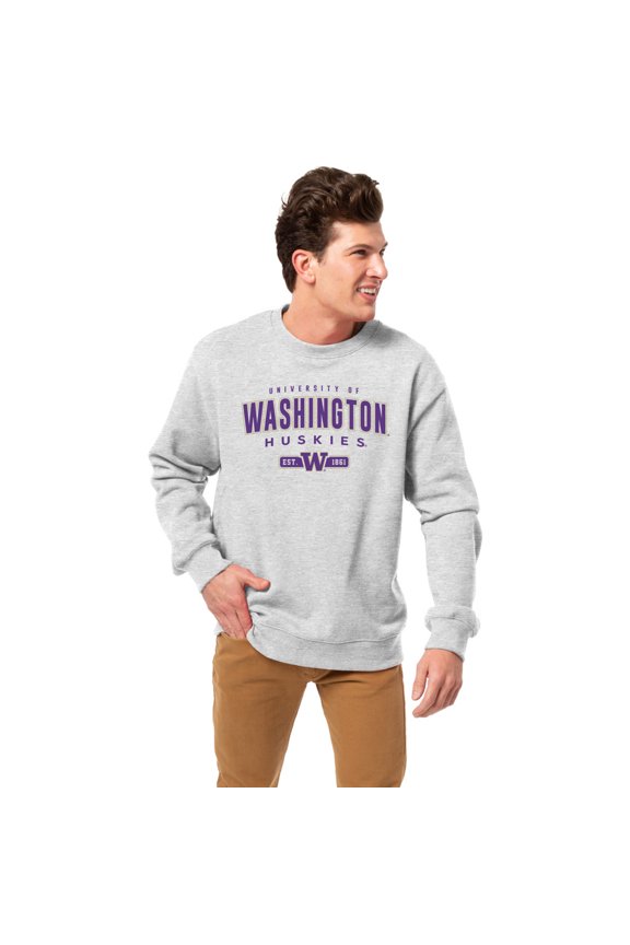 Men's League Collegiate Wear Heather Gray Washington Huskies Essentials 2.0 Fleece Pullover Sweatshirt