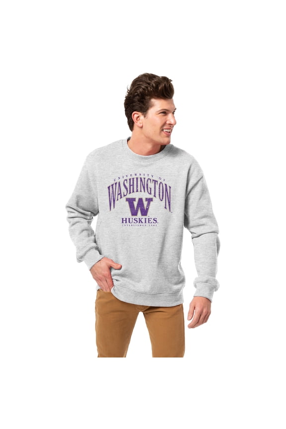 Men's League Collegiate Wear Heather Gray Washington Huskies Essentials 2.0 Fleece Pullover Sweatshirt