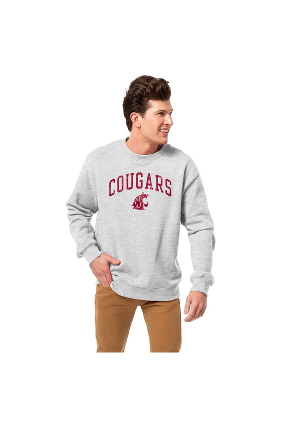 Men's League Collegiate Wear Heather Gray Washington State Cougars Essentials 2.0 Fleece Pullover Sweatshirt