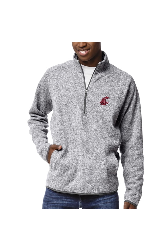 Men's League Collegiate Wear Heather Gray Washington State Cougars Saranac Raglan Quarter-Zip Jacket