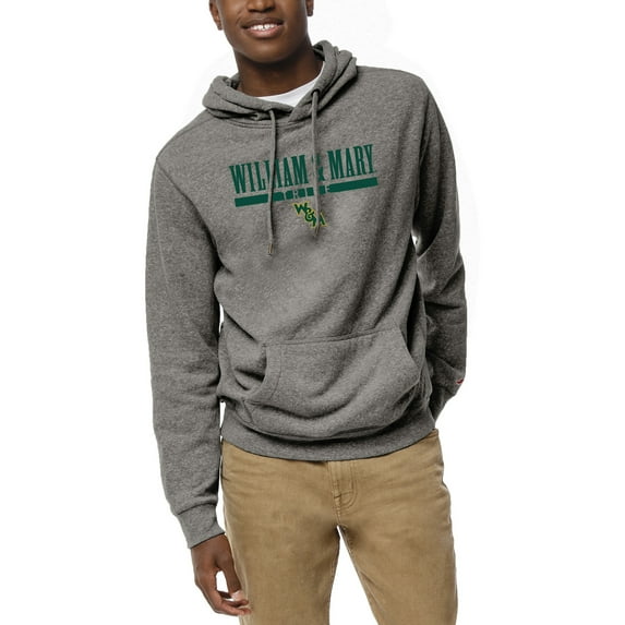 Men's League Collegiate Wear  Heather Gray William & Mary Tribe  Heritage Tri-Blend Pullover Hoodie