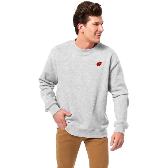 Men's League Collegiate Wear Heather Gray Wisconsin Badgers Essentials 2.0 Fleece Pullover Sweatshirt