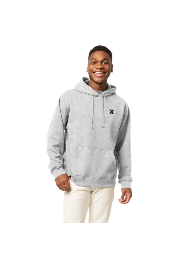 Men's-League Collegiate Wear Heather Gray Xavier Musketeers Essentials 2.0 Fleece Pullover Hoodie