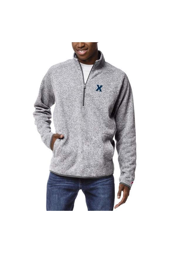 Men's League Collegiate Wear Heather Gray Xavier Musketeers Saranac Quarter-Zip Pullover Top
