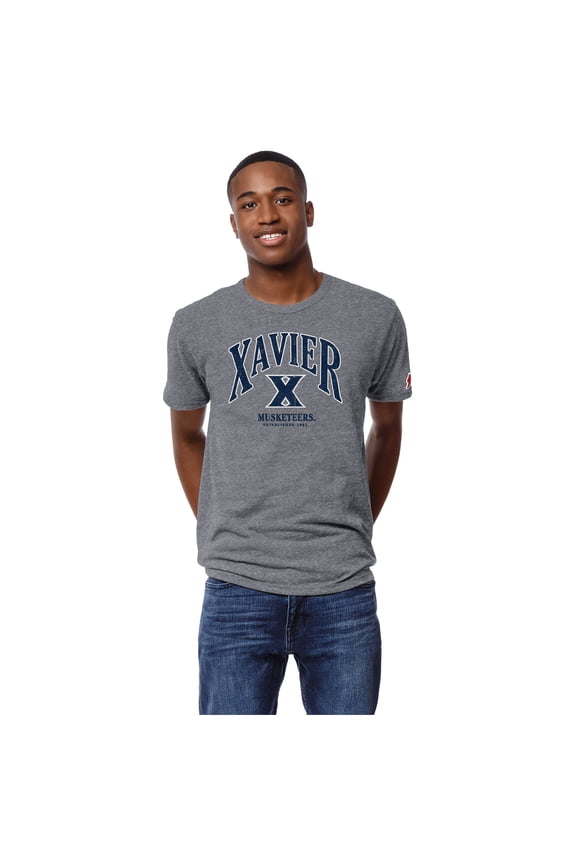 Men's League Collegiate Wear Heather Gray Xavier Musketeers Victory Falls Tri-Blend T-Shirt
