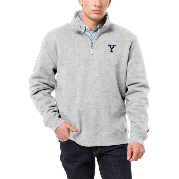 Men's League Collegiate Wear Heather Gray Yale Bulldogs Essentials 2.0 Fleece Quarter-Zip Jacket