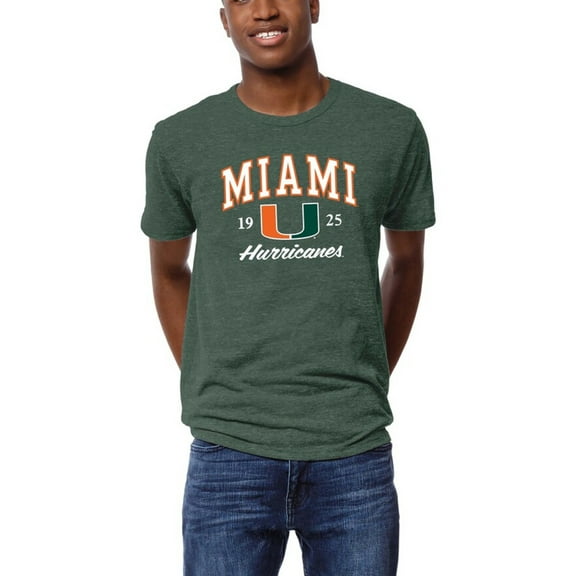 Men's League Collegiate Wear Heather Green Miami Hurricanes Victory Falls Tri-Blend T-Shirt