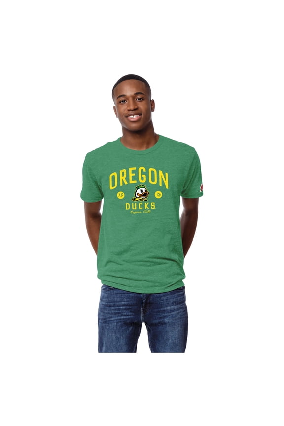 Men's League Collegiate Wear Heather Green Oregon Ducks Victory Falls Tri-Blend T-Shirt