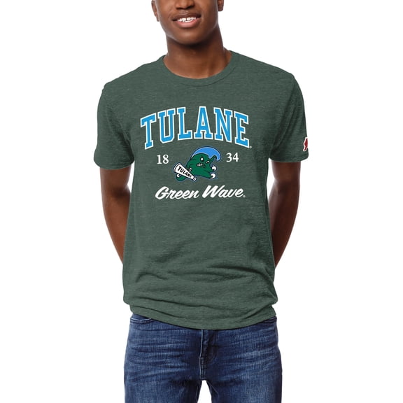 Men's League Collegiate Wear Heather Green Tulane Green Wave Victory Falls Tri-Blend T-Shirt