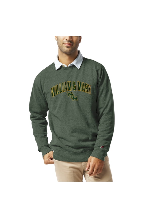 Men's League Collegiate Wear Heather Green William & Mary Tribe Heritage Tri-Blend Pullover Sweatshirt