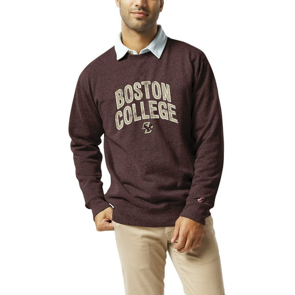 Men's League Collegiate Wear  Heather Maroon Boston College Eagles  Heritage Tri-Blend Pullover Sweatshirt
