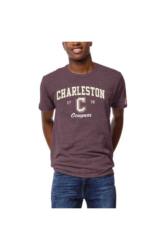 Men's League Collegiate Wear Heather Maroon Charleston Cougars Victory Falls Tri-Blend T-Shirt