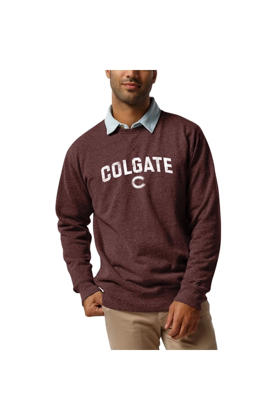 Men's League Collegiate Wear Heather Maroon Colgate Raiders Heritage Tri-Blend Pullover Sweatshirt