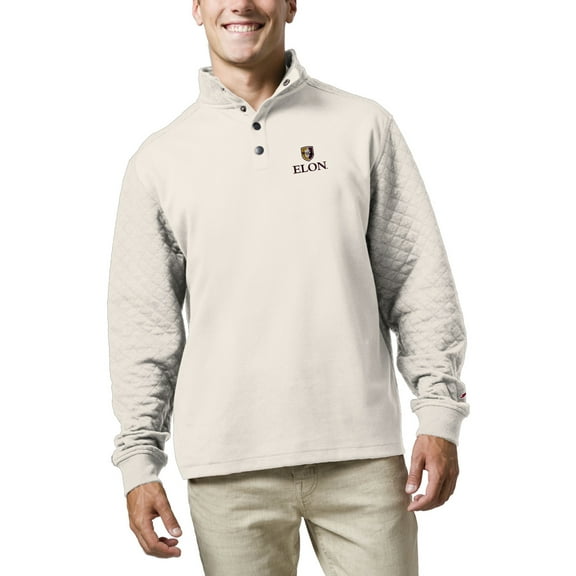 Men's League Collegiate Wear  Heather Maroon Elon Phoenix  Fleece Quarter Snap Up Pullover Sweatshirt