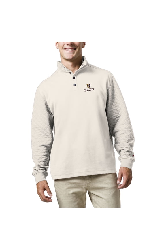 Men's League Collegiate Wear  Heather Maroon Elon Phoenix  Fleece Quarter Snap Up Pullover Sweatshirt