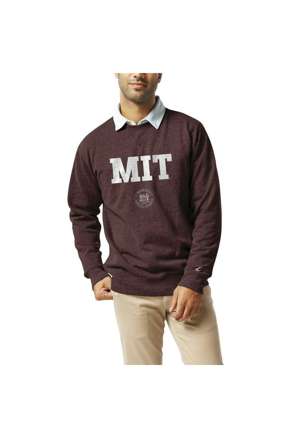 Men's League Collegiate Wear  Heather Maroon MIT Engineers  Heritage Tri-Blend Pullover Sweatshirt