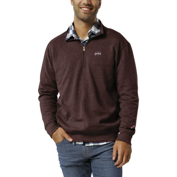 Men's League Collegiate Wear Heather Maroon Mississippi State Bulldogs Heritage Tri-Blend Quarter-Zip Pullover