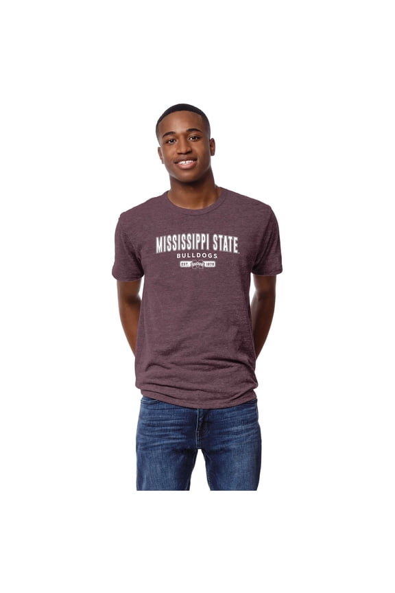 Men's League Collegiate Wear Heather Maroon Mississippi State Bulldogs Victory Falls Tri-Blend T-Shirt