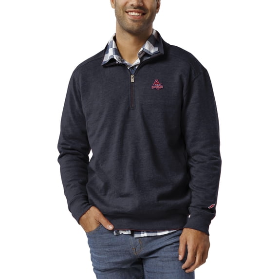 Men's League Collegiate Wear  Heather Navy American University Eagles  Heritage Tri-Blend Quarter-Zip Pullover