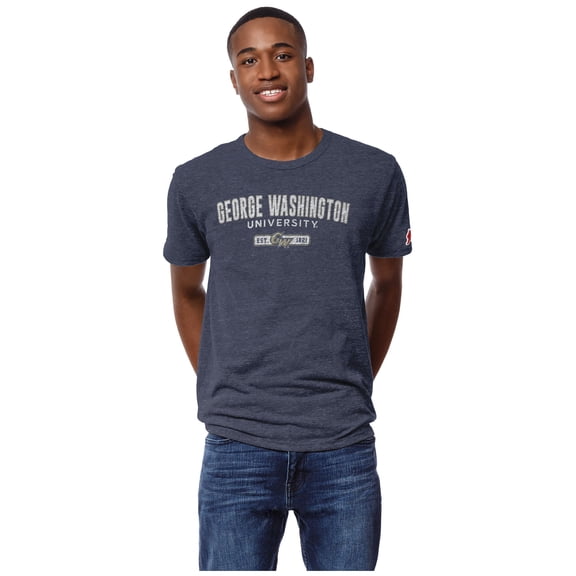 Men's League Collegiate Wear Heather Navy George Washington University Victory Falls Tri-Blend T-Shirt