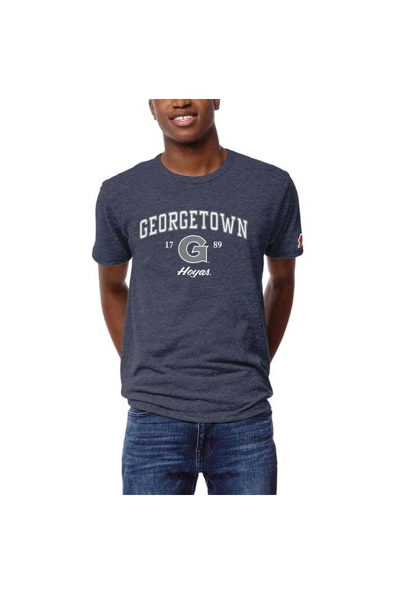 Men's League Collegiate Wear Heather Navy Georgetown Hoyas Victory Falls Tri-Blend T-Shirt