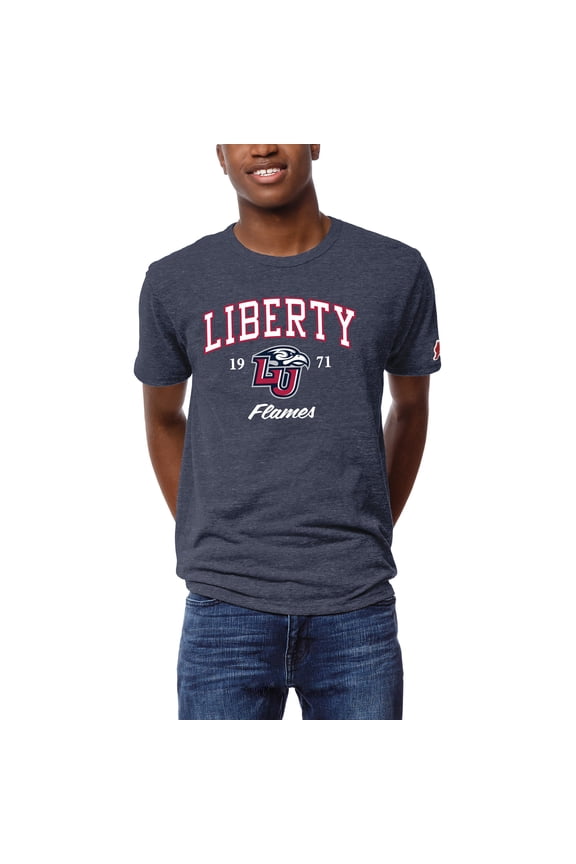 Men's League Collegiate Wear Heather Navy Liberty Flames Victory Falls Tri-Blend T-Shirt