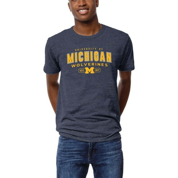 Men's League Collegiate Wear Heather Navy Michigan Wolverines Victory Falls Tri-Blend T-Shirt