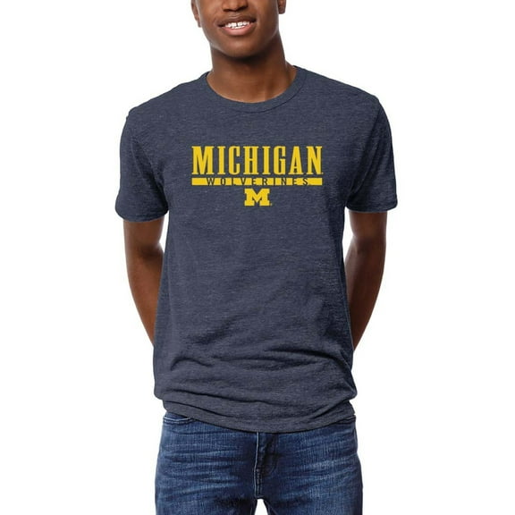 Men's League Collegiate Wear  Heather Navy Michigan Wolverines  Victory Falls Tri-Blend T-Shirt