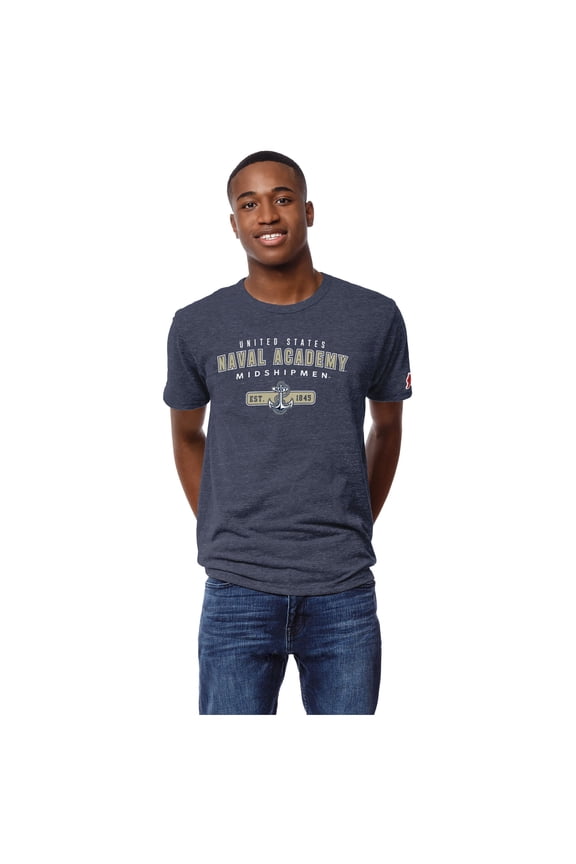 Men's League Collegiate Wear Heather Navy Navy Midshipmen Victory Falls Tri-Blend T-Shirt