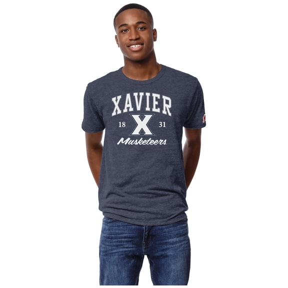 Men's League Collegiate Wear Heather Navy Xavier Musketeers Victory Falls Tri-Blend T-Shirt