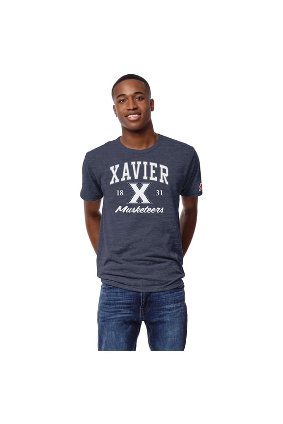 Men's League Collegiate Wear Heather Navy Xavier Musketeers Victory Falls Tri-Blend T-Shirt