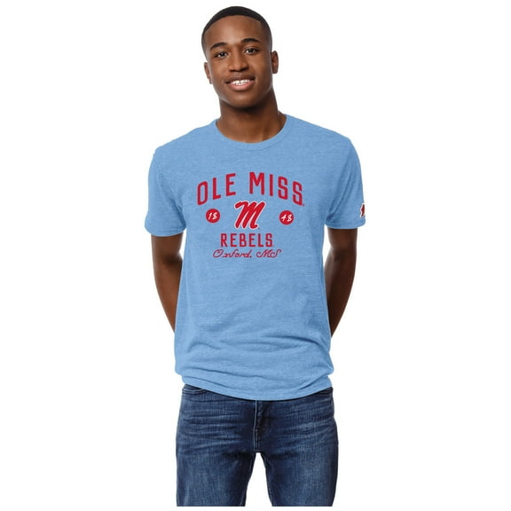 Men's League Collegiate Wear Heather Powder Blue Ole Miss Rebels Victory Falls Tri-Blend T-Shirt