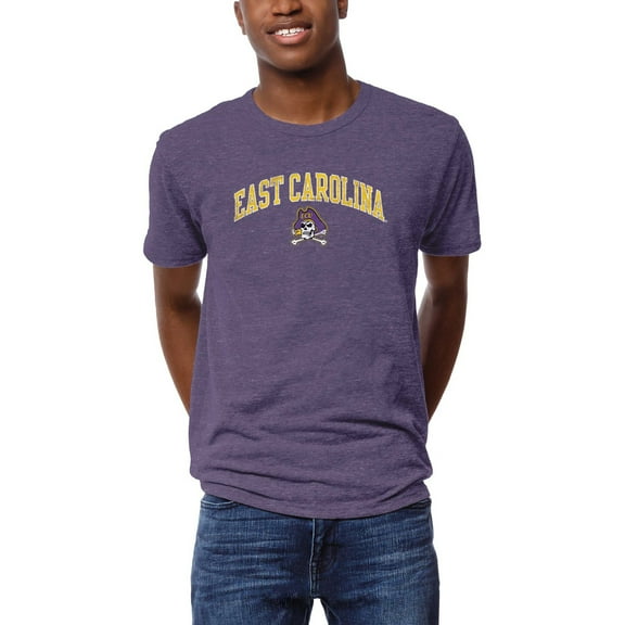 Men's League Collegiate Wear Heather Purple ECU Pirates Arch Victory Falls Tri-Blend T-Shirt