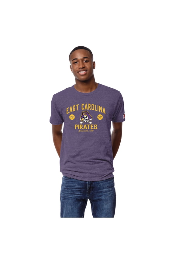Men's League Collegiate Wear Heather Purple ECU Pirates Victory Falls Tri-Blend T-Shirt
