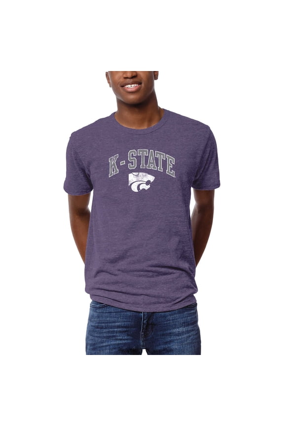 Men's League Collegiate Wear Heather Purple Kansas State Wildcats Arch Victory Falls Tri-Blend T-Shirt