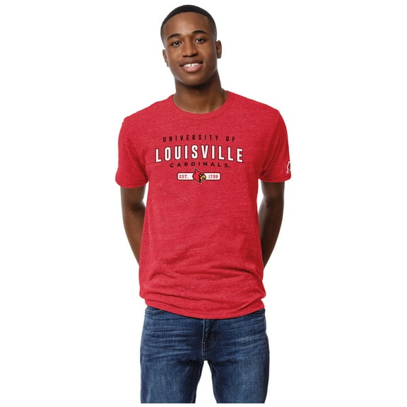 Men's League Collegiate Wear Heather Red Louisville Cardinals Victory Falls Tri-Blend T-Shirt