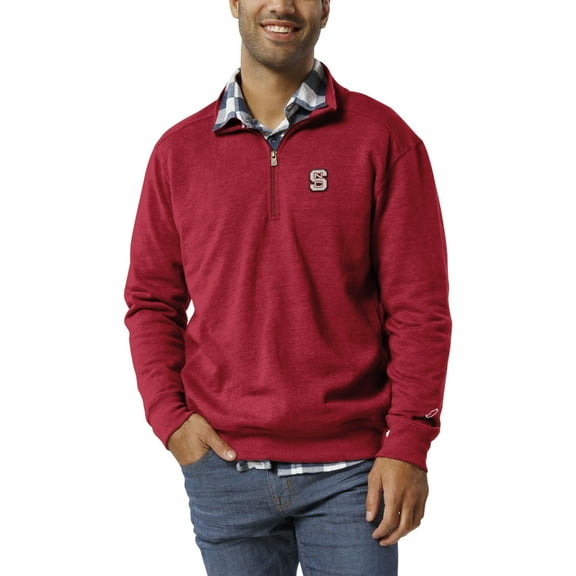 Men's League Collegiate Wear  Heather Red NC State Wolfpack  Heritage Tri-Blend Quarter-Zip Pullover Sweatshirt