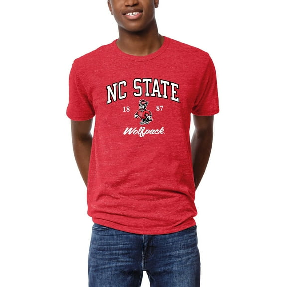 Men's League Collegiate Wear Heather Red NC State Wolfpack Victory Falls Tri-Blend T-Shirt