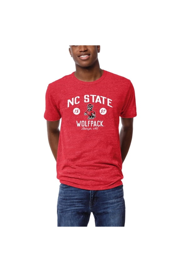 Men's League Collegiate Wear Heather Red NC State Wolfpack Victory Falls Tri-Blend T-Shirt