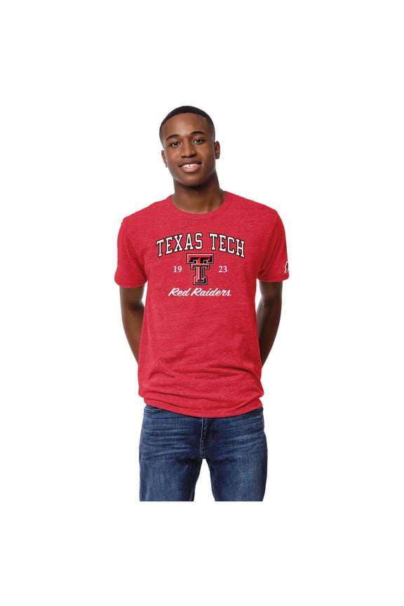 Men's League Collegiate Wear Heather Red Texas Tech Red Raiders Victory Falls Tri-Blend T-Shirt