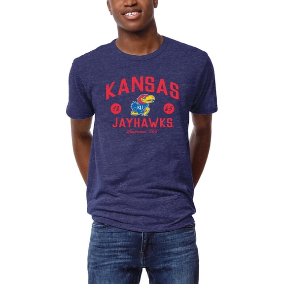 Men's League Collegiate Wear Heather Royal Kansas Jayhawks Victory Falls Tri-Blend T-Shirt