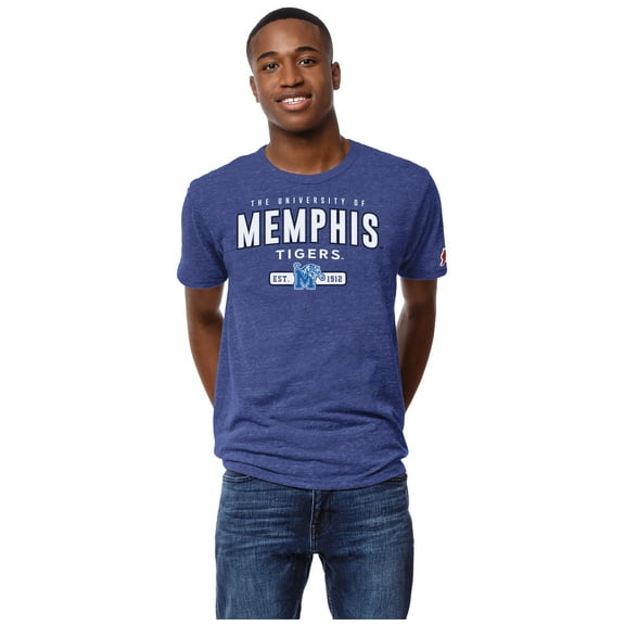 Men's League Collegiate Wear Heather Royal Memphis Tigers Victory Falls Tri-Blend T-Shirt