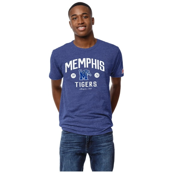 Men's League Collegiate Wear Heather Royal Memphis Tigers Victory Falls Tri-Blend T-Shirt