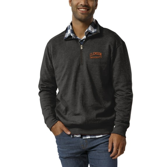 Men's League Collegiate Wear Heathered Black Clemson Tigers Heritage Quarter-Zip Pullover Jacket