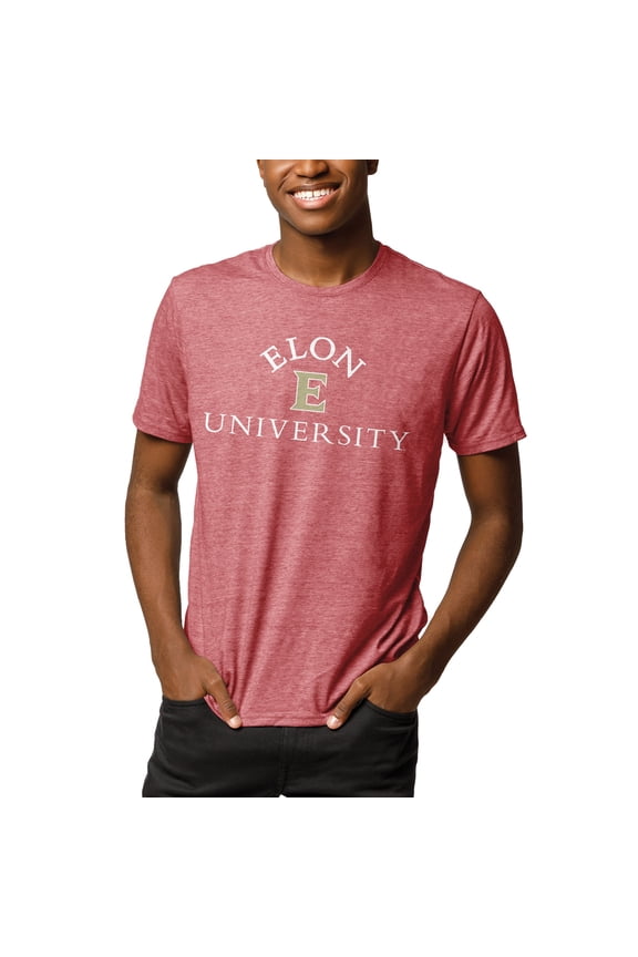 Men's League Collegiate Wear Heathered Cardinal Elon Phoenix Reclaim T-Shirt