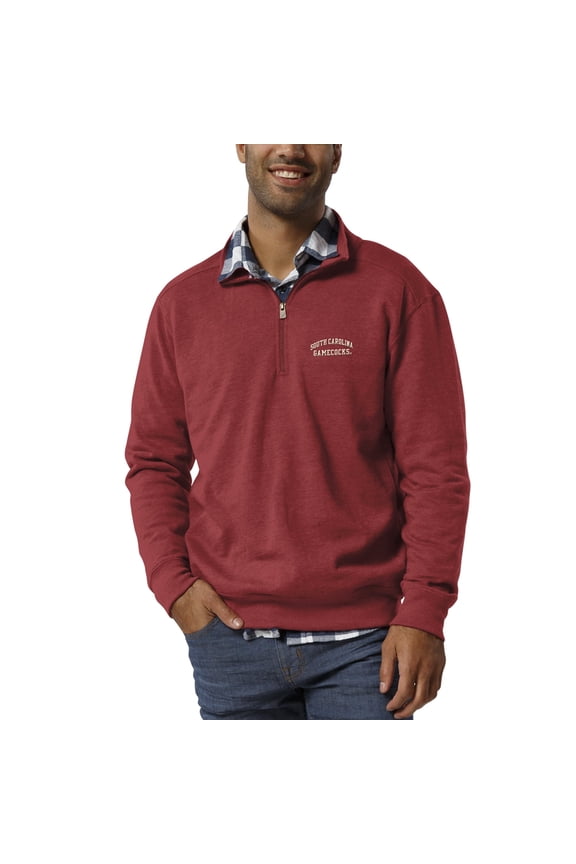 Men's League Collegiate Wear Heathered Garnet South Carolina Gamecocks Heritage Quarter-Zip Pullover Jacket