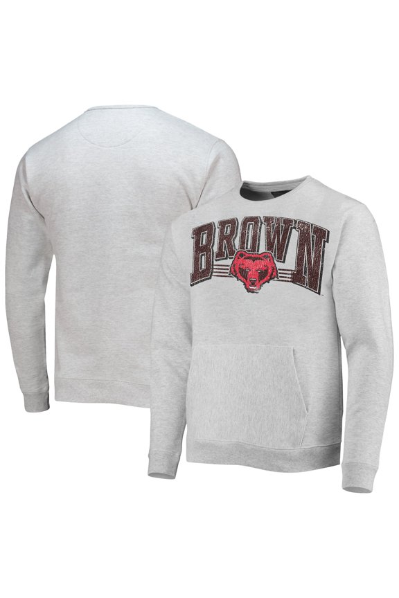 Men's League Collegiate Wear Heathered Gray Brown Bears Upperclassman Pocket Pullover Sweatshirt
