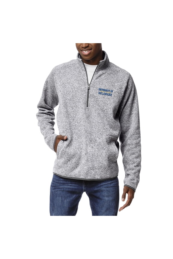 Men's League Collegiate Wear Heathered Gray Delaware Fightin' Blue Hens Saranac Quarter-Zip Pullover Jacket