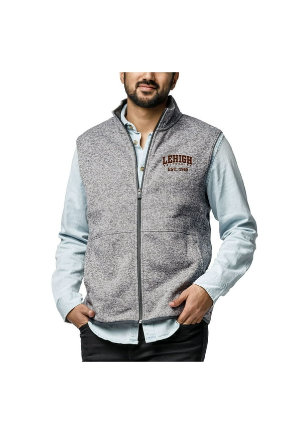 Men's League Collegiate Wear Heathered Gray Lehigh Mountain Hawks Saranac Full-Zip Vest